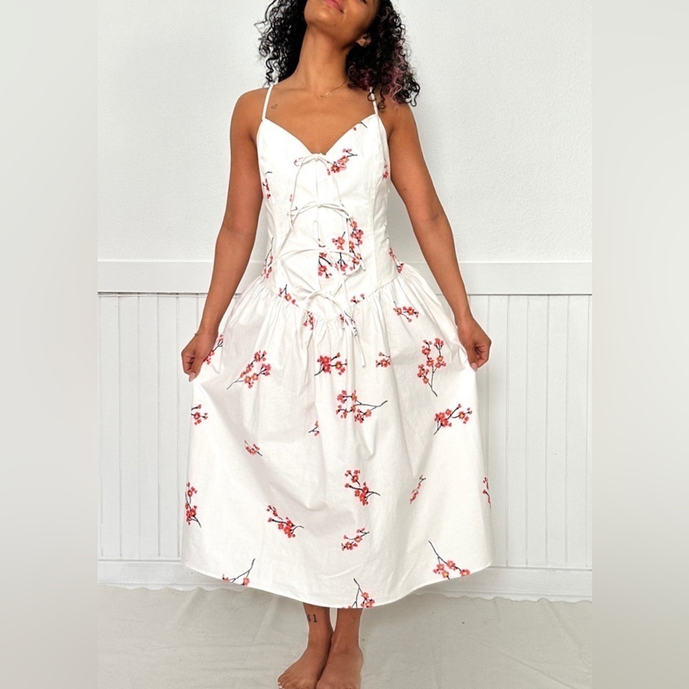 NWT Naya Rea Milana Drop Waist Midi Dress Women’s Size 8 Designer
